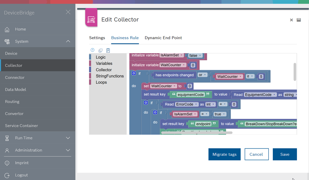 Edit Collector and Define Custom Business Logic with Graphical Interface