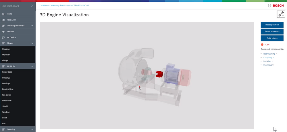 Digital Twin Dashboard 3D Engine Visualization