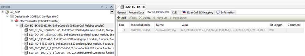 S20 configuration in startup parameter