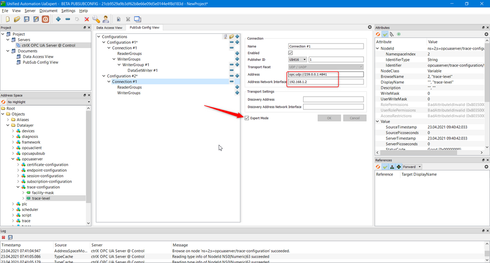 Step 3 - Add another configuration for the Subscriber and add a connection to it. Select UDP/UADP again