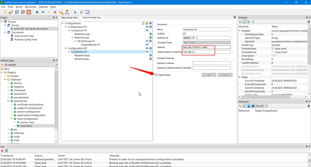 Step 3 - Add another configuration for the Subscriber and add a connection to it. Select UDP/UADP again