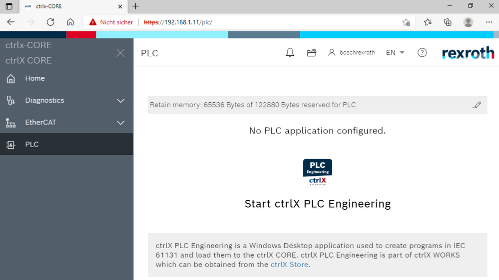 Start ctrlX PLC Engineering to create a PLC program