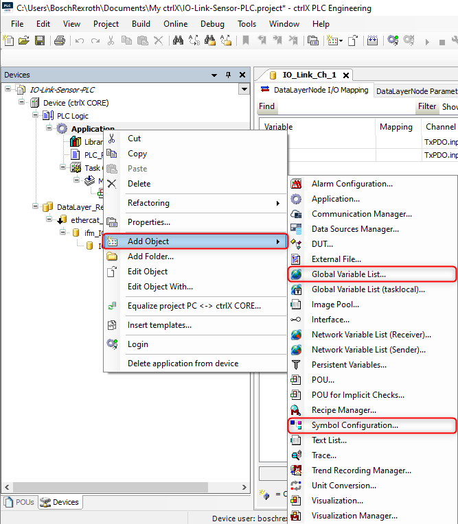 Add a Symbol Configuration and a Global Variable List to your Application