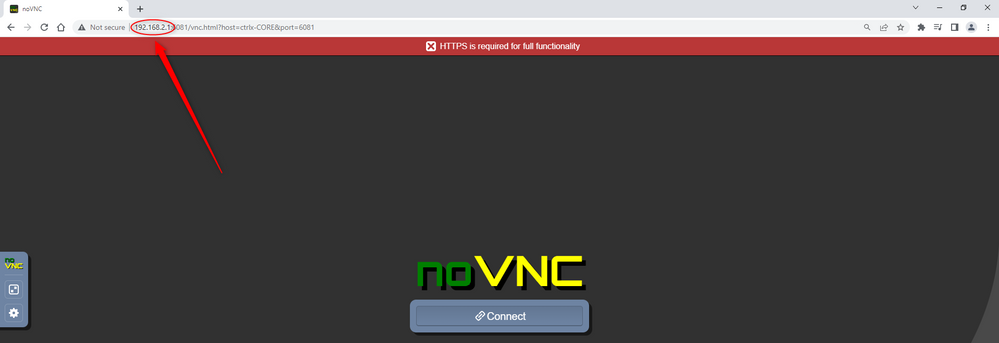 noVNC IP address troubleshooting