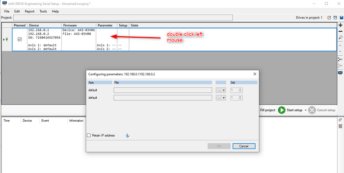 Fig. 17.: Select Parameter Files for Double Axis