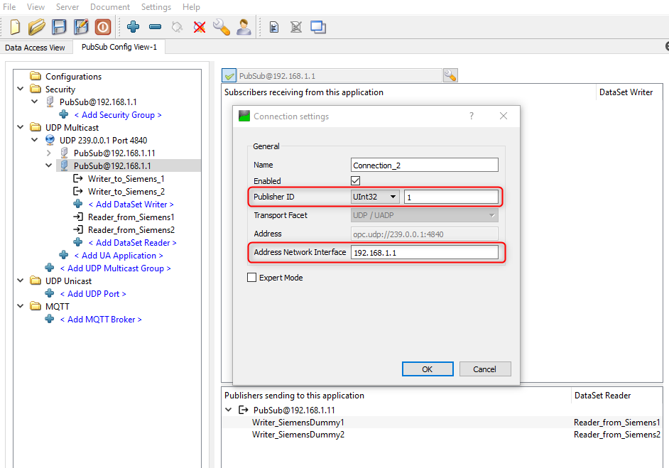 OPCUA PubSub Setting 1