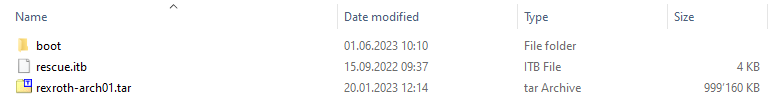Root folder of the microSD with the reset files