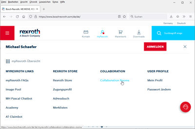 Bosch Rexroth homepage link to collaboration room