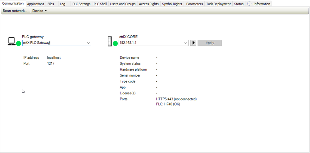 ctrlX PLC Engineering communication settings 2