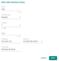 Edit LAN Interfaces Entry