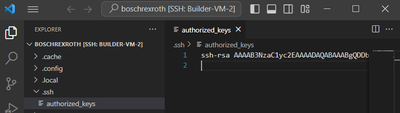 Make a conection to your App Build Environment and paste the public key at /home/boschrexroth/.ssh/authorized_keys