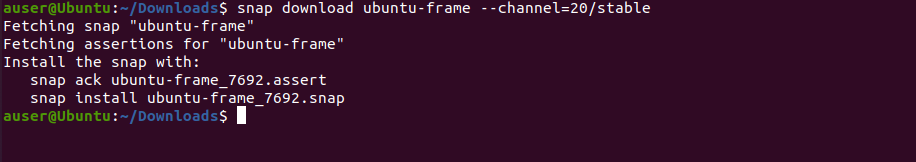 Download "ubuntu-frame" snap from snapstore