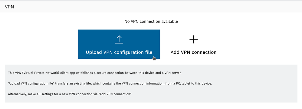 Upload VPN configuration file