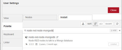 MongoDB palette