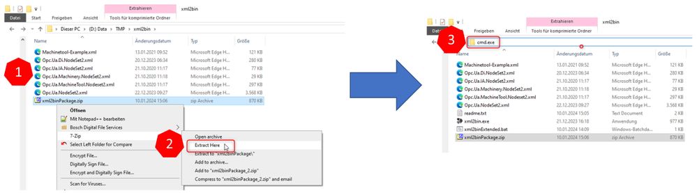 First three steps to accomplish the XML2Bin Package