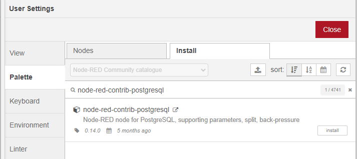 PostgreSQL palette