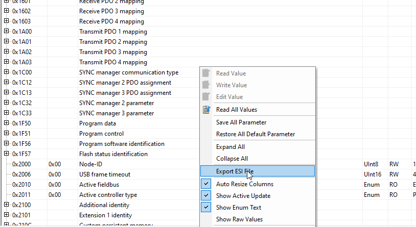 Export ESI File from object Dictionary