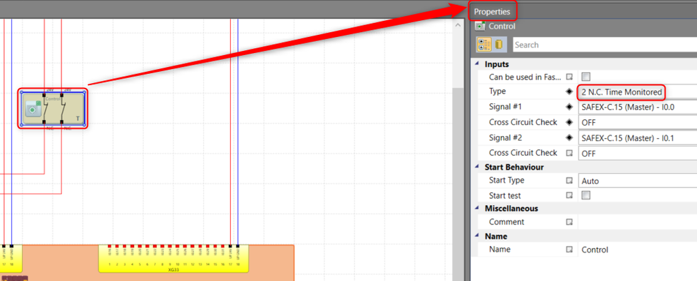 Configuration of inputs as time montored inputs