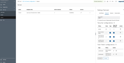 Figure 5: ctrlX COREOPC UA Server Endpoint Security Configuration