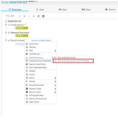 Figure 13: Run Auto Discovery with Template for ctrlX Device