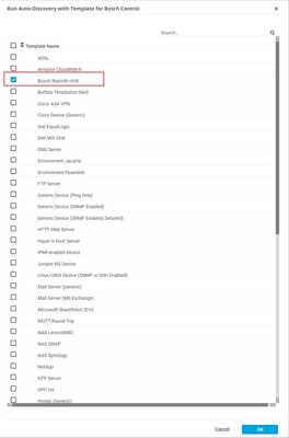 Figure 14: Selection of Bosch Rexroth ctrlX Template form Auto Discovery Menu