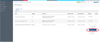 Figure 20: Trust PRTG OPC UA Sensor in ctrlX Certificate Configuration