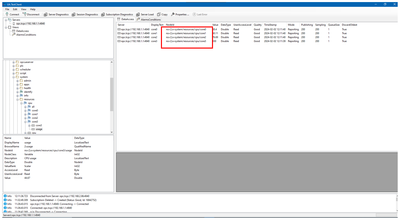 Figure 25: UA.TestClient Connected with ctrlX device, browsed Node id for CPU usage