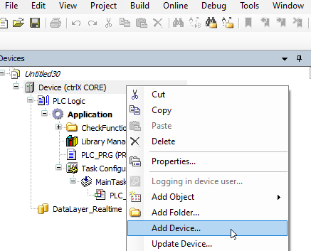 ctrlX PLC Engineering - Add device...