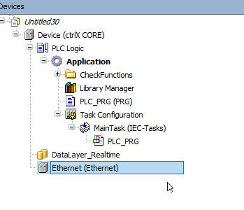 ctrlX PLC Engineering - Ethernet device in project tree