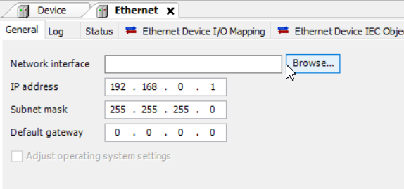 ctrlX PLC Engineering - Ethernet device general settings