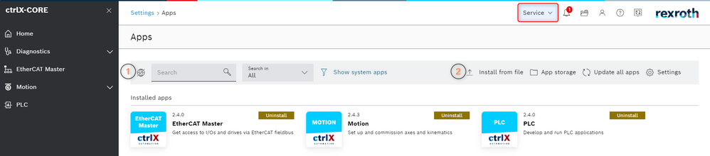 Figure 3 – App installation via ctrlX Store or engineering PC