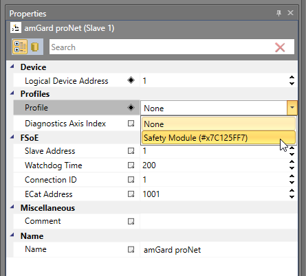 Fortress amGard proNet Profile Selection