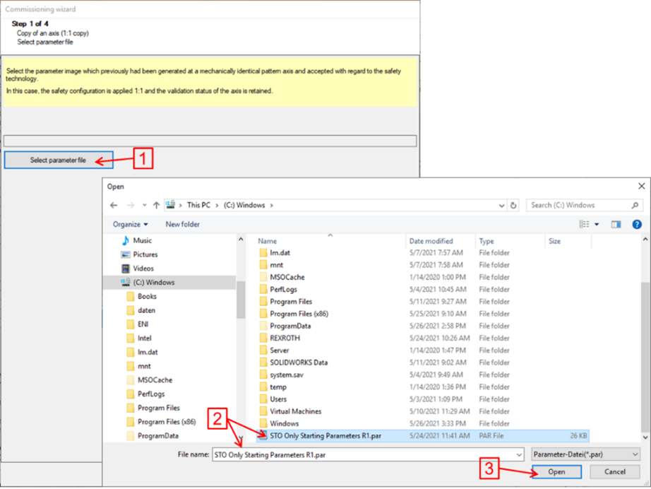 Select parameter file “STO Only Starting Parameters R1.par"