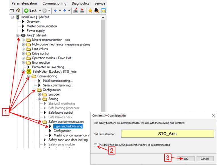 Type and addressing confirm axis