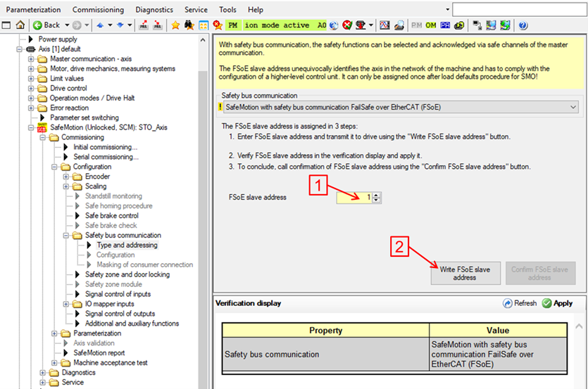 Assign and Write FSoE slave address