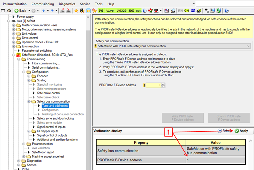 Apply PROFIsafe F-Device address