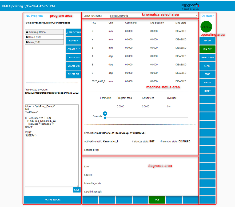 HMI-Operating of G-Code UI