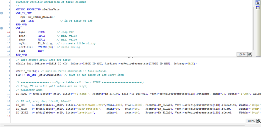 edit recipe table columns, title, alignment make changes in mDefinVars()