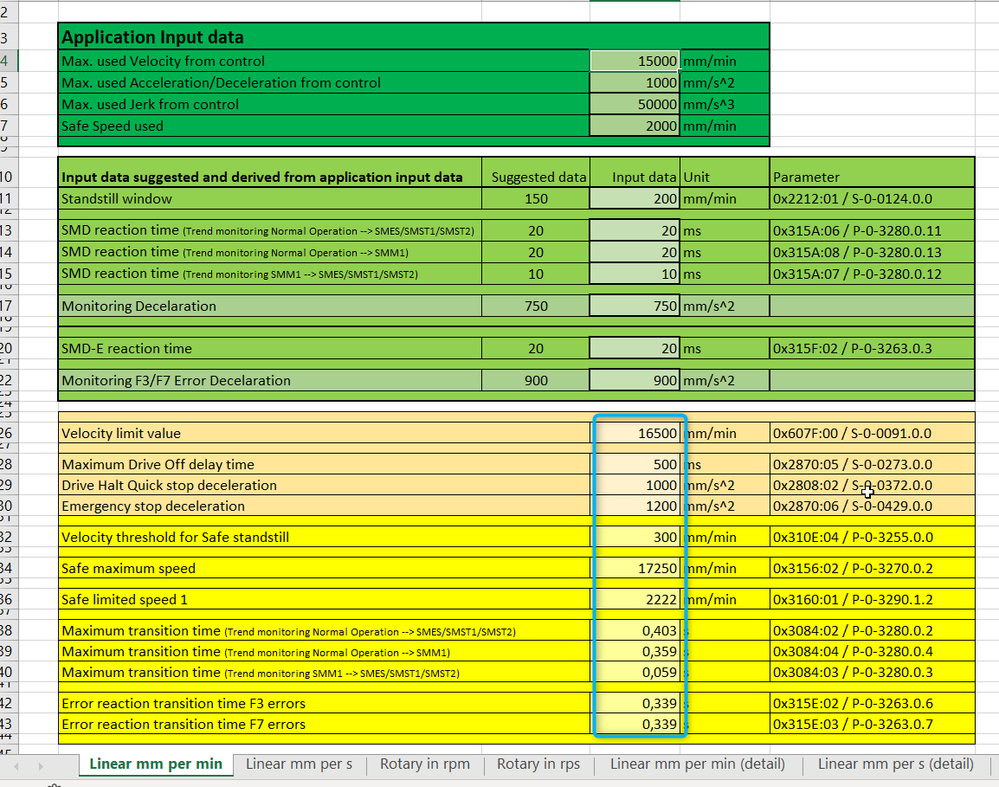 Excel sheet calculated parameters to be entered from user