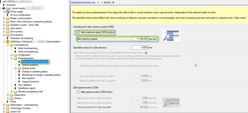 Settings for Global monitoring functions