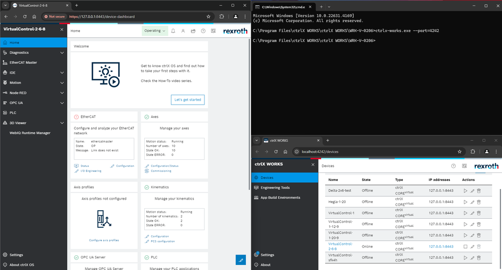 ctrlX WORKS - server mode running