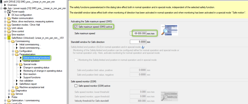 Settings for Global monitoring functions