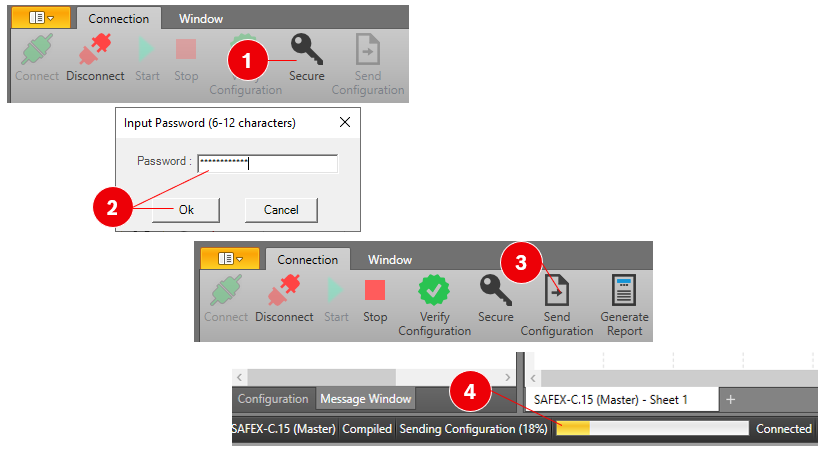 Send Configuration to SAFEX-C12/15 Controller