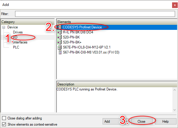 Codesys Profinet device addition