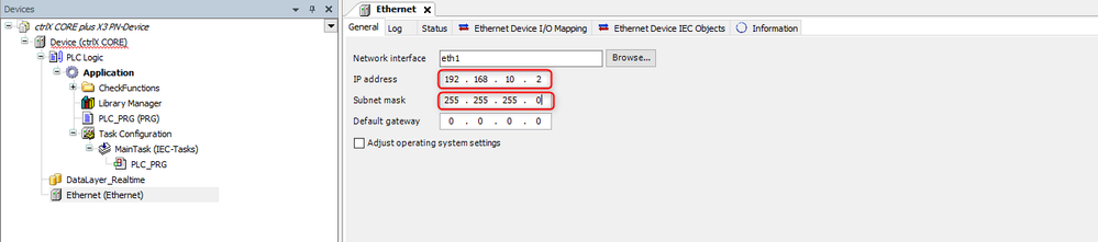 Ethernet node configuration