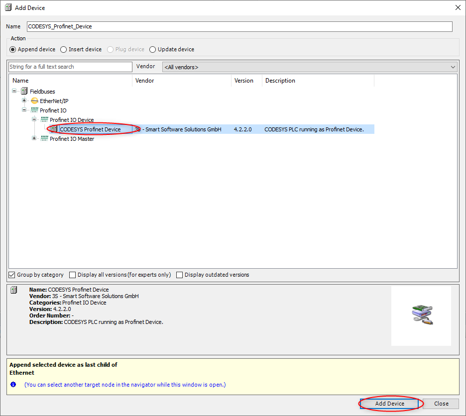 Codesys Profinet node addition
